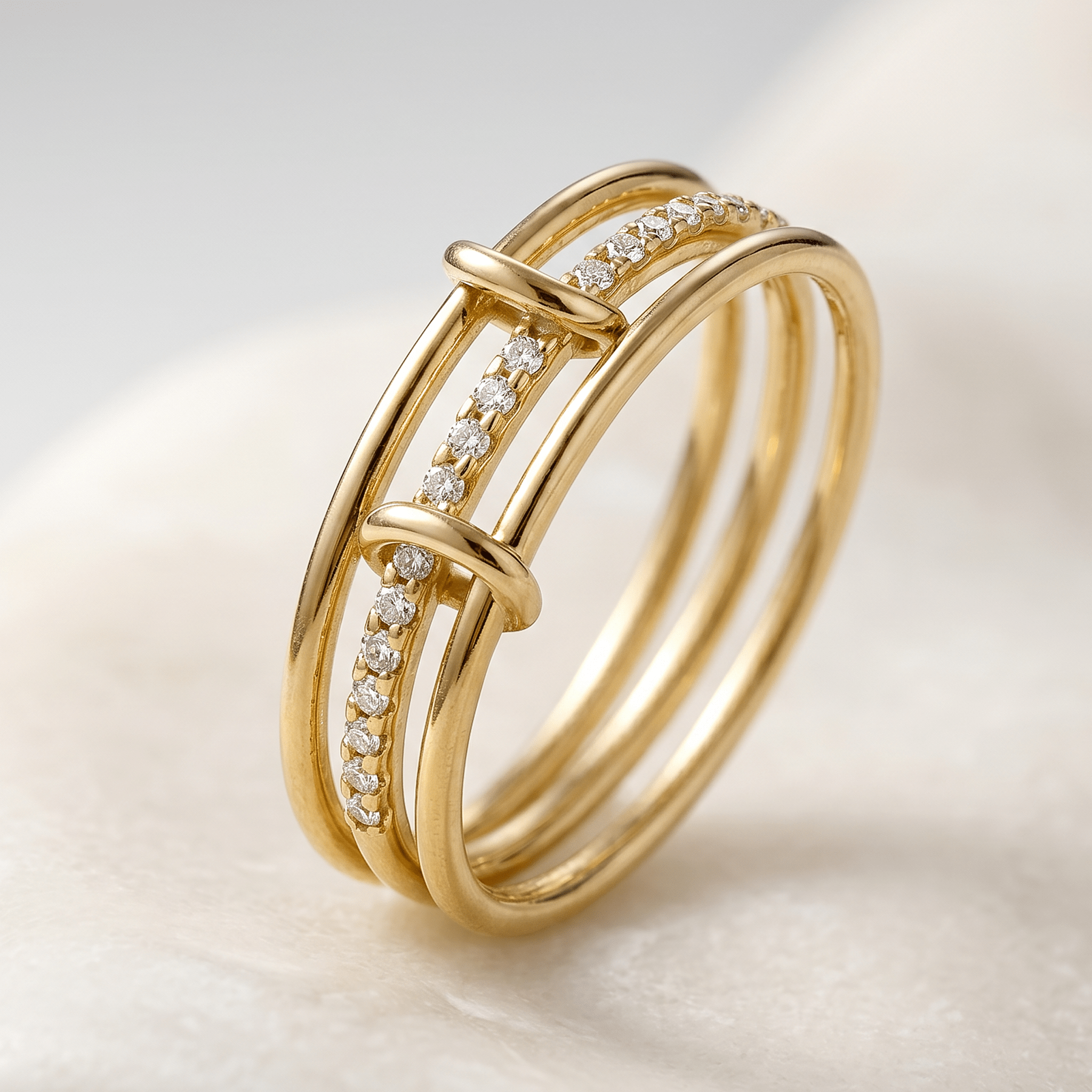 Bague - Or jaune 9k, Diamant - Maison Di Giorgio