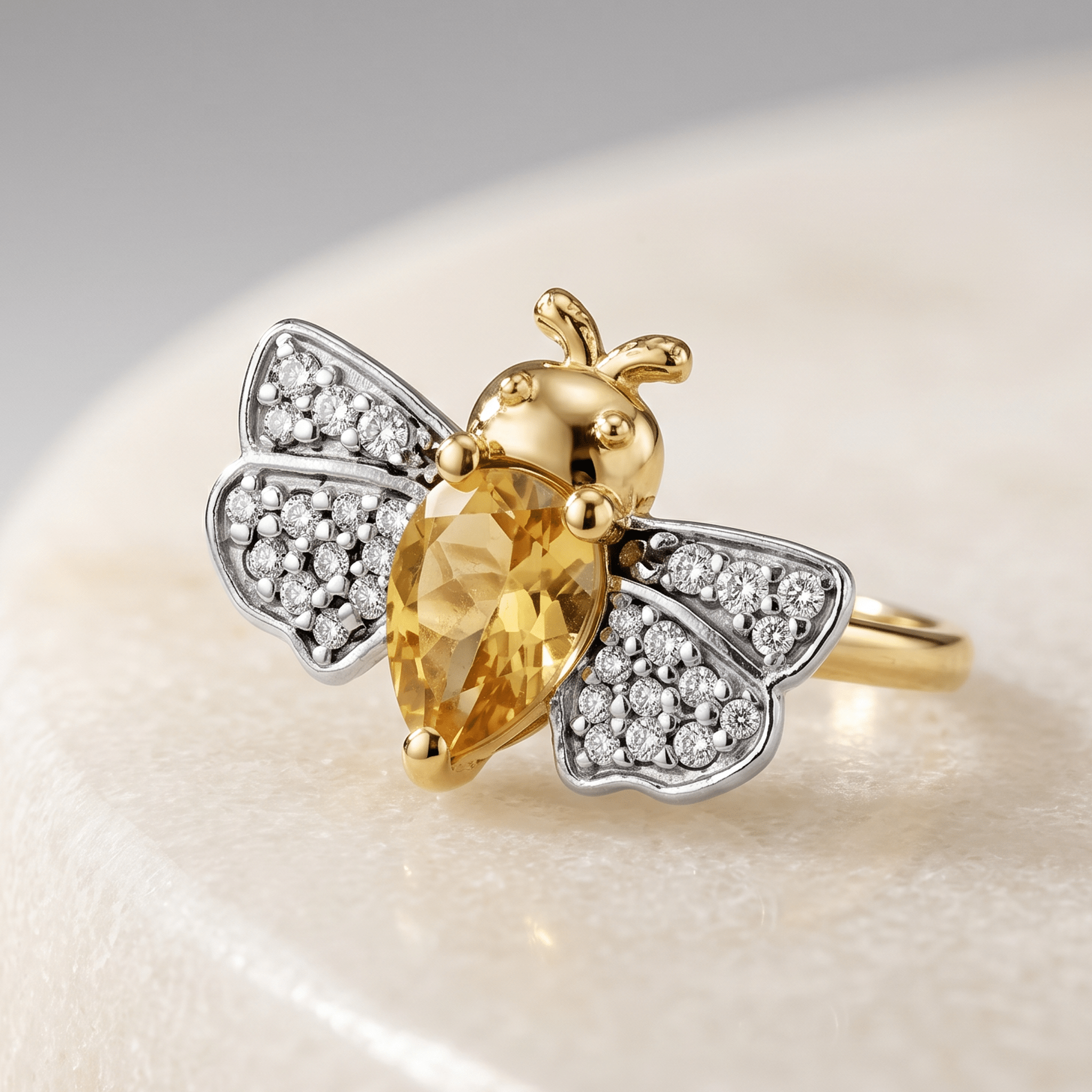 Bague - Or jaune 9k, Topaze et Citrine - Maison Di Giorgio