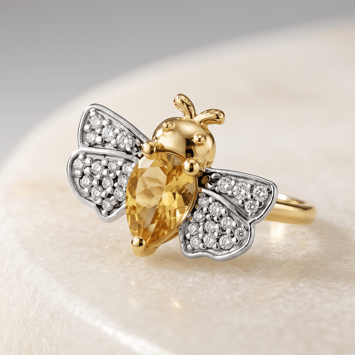 Bague - Or jaune 9k, Topaze et Citrine - Maison Di Giorgio