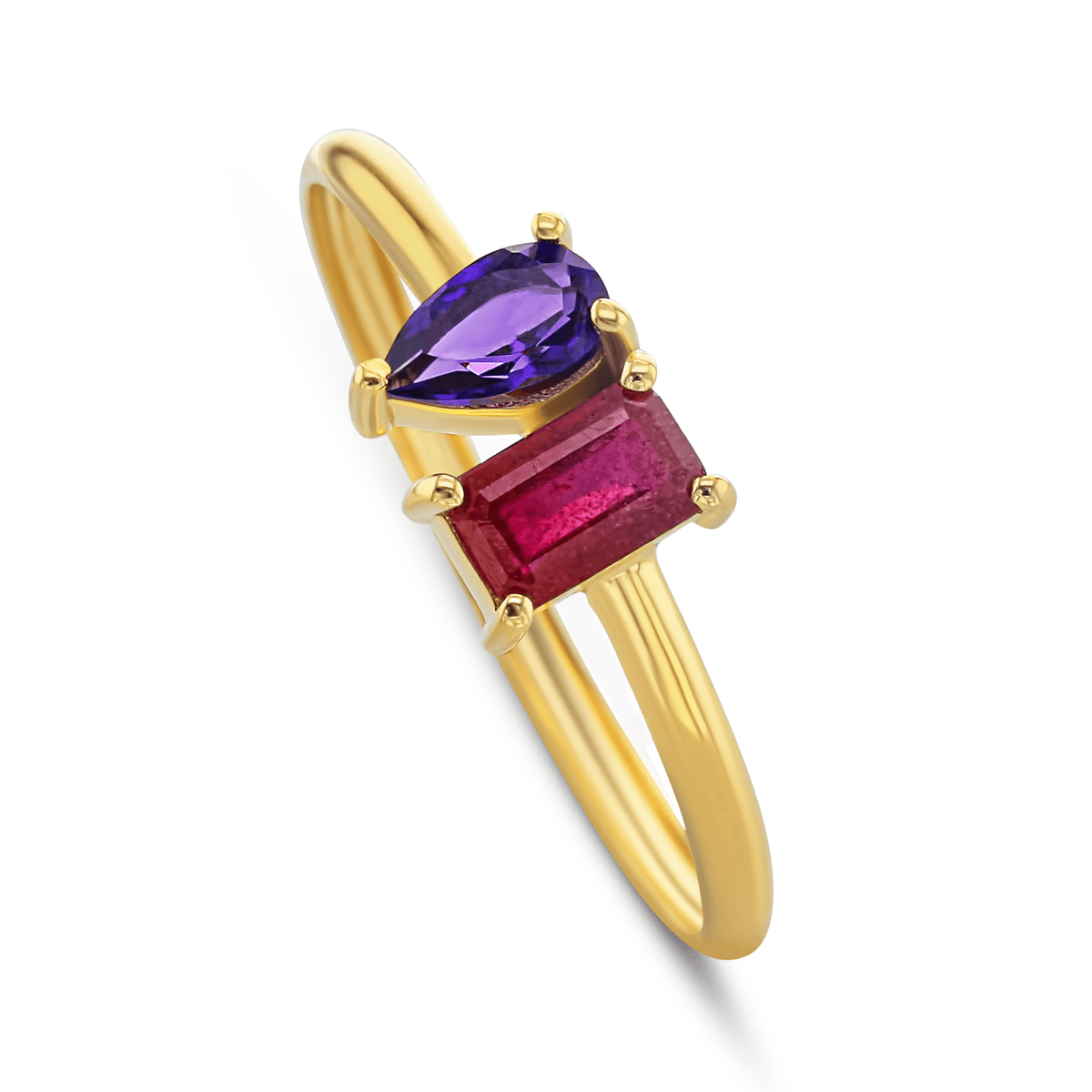 Bague - Or jaune 9k, Rubis et Améthyste - Maison Di Giorgio