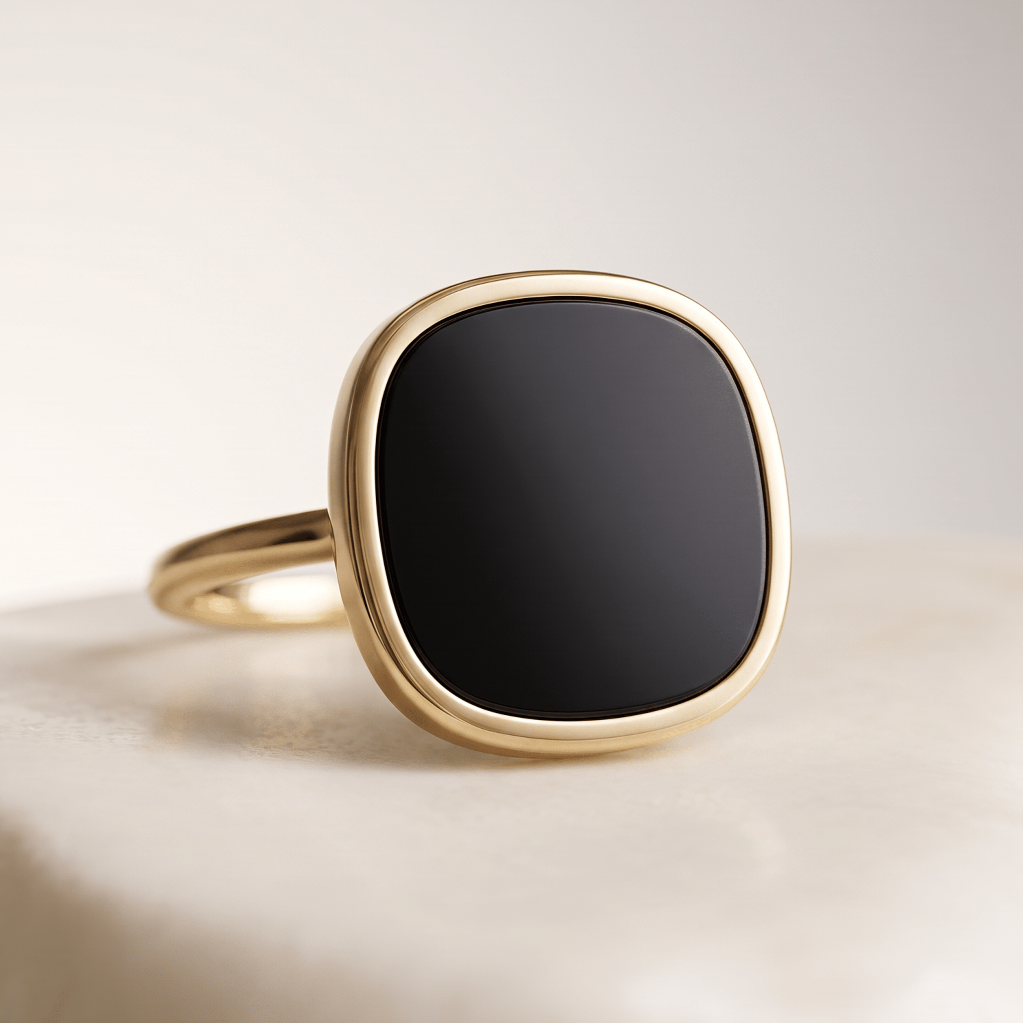 Bague - Or jaune 9k et Argent 925, Onyx - Maison Di Giorgio