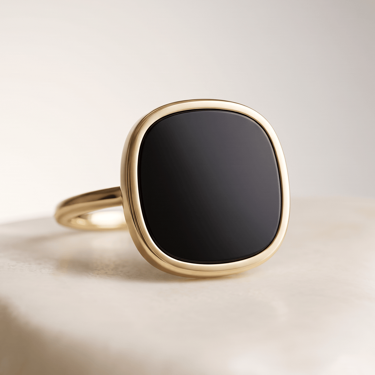 Bague - Or jaune 9k et Argent 925, Onyx - Maison Di Giorgio