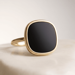 Bague - Or jaune 9k et Argent 925, Onyx - Maison Di Giorgio
