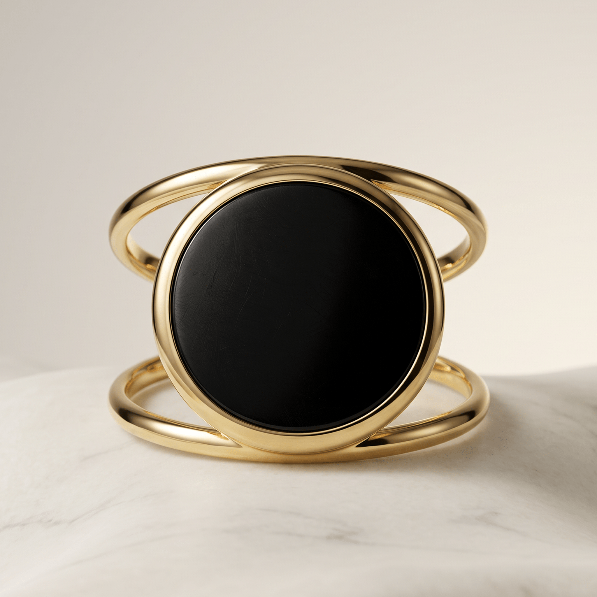 Bague - Or jaune 9k et Argent 925, Onyx - Maison Di Giorgio