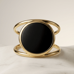 Bague - Or jaune 9k et Argent 925, Onyx - Maison Di Giorgio