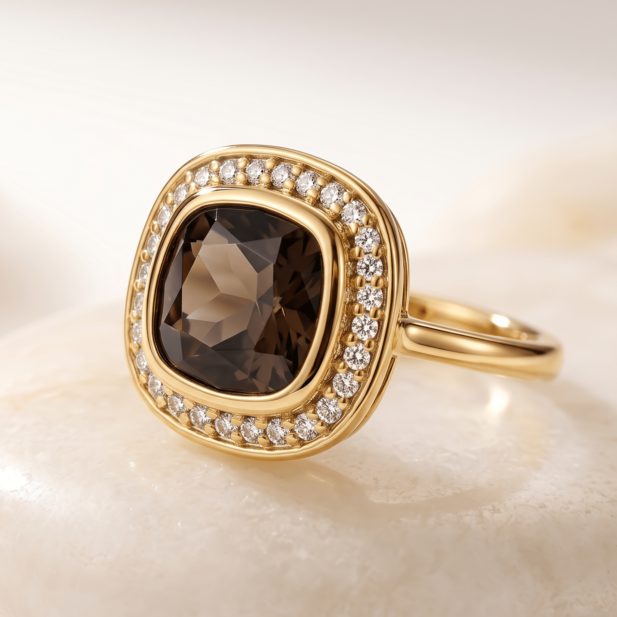 Bague - Or jaune 9k et Argent 925, Diamant et Quartz - Maison Di Giorgio