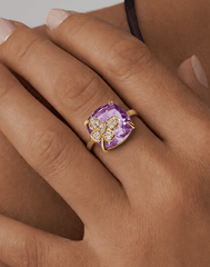 Bague - Or jaune 9k et Argent 925, Diamant et Améthyste - Maison Di Giorgio