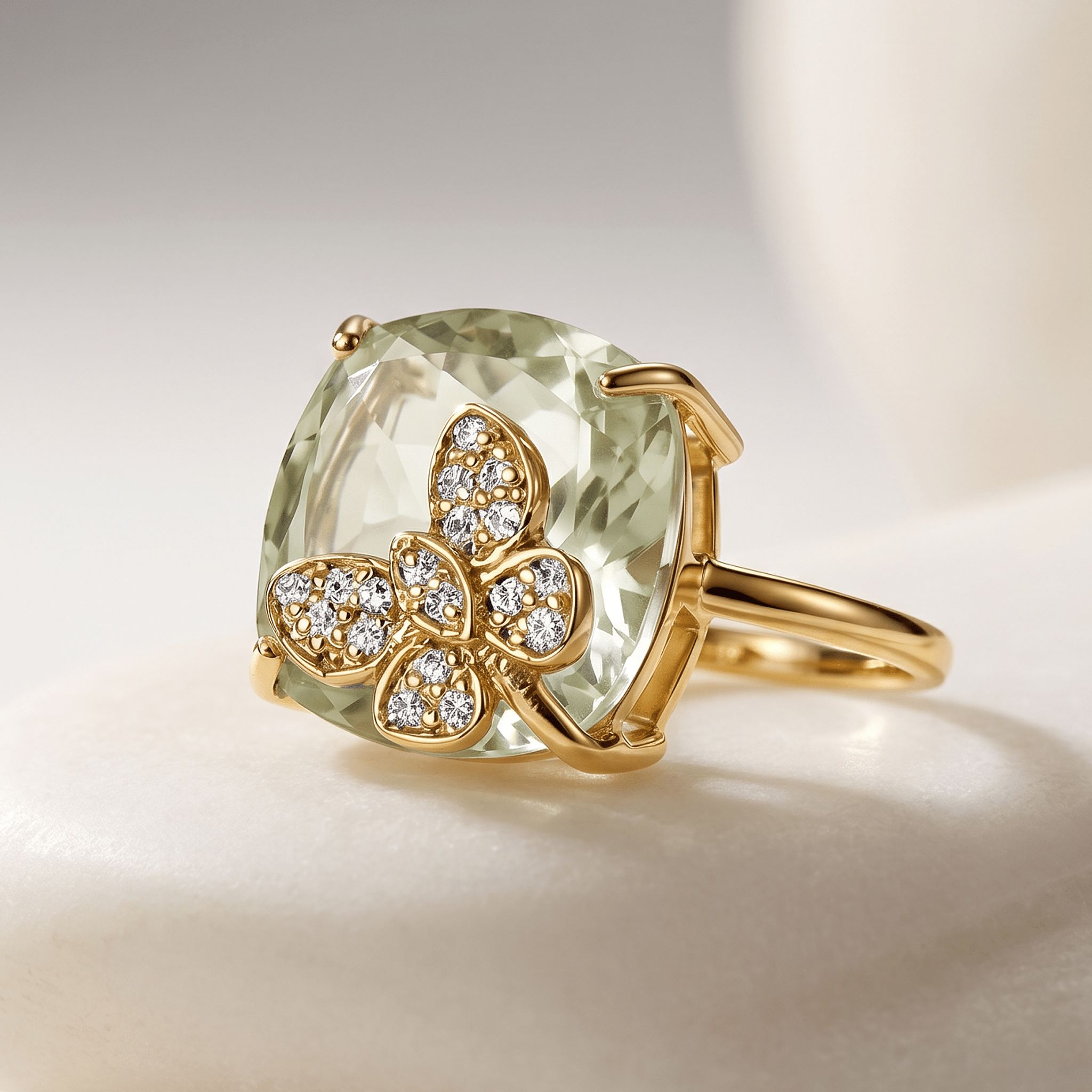 Bague - Or jaune 9k et Argent 925, Diamant et Améthyste - Maison Di Giorgio