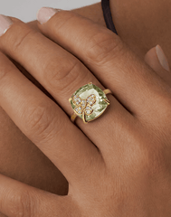 Bague - Or jaune 9k et Argent 925, Diamant et Améthyste - Maison Di Giorgio