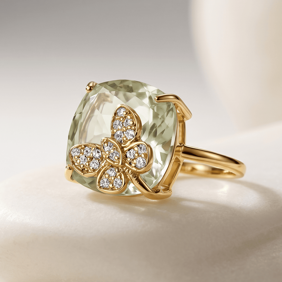 Bague - Or jaune 9k et Argent 925, Diamant et Améthyste - Maison Di Giorgio
