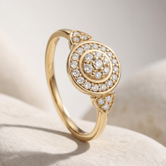 Bague - Or jaune 9k et Argent 925, Diamant - Maison Di Giorgio