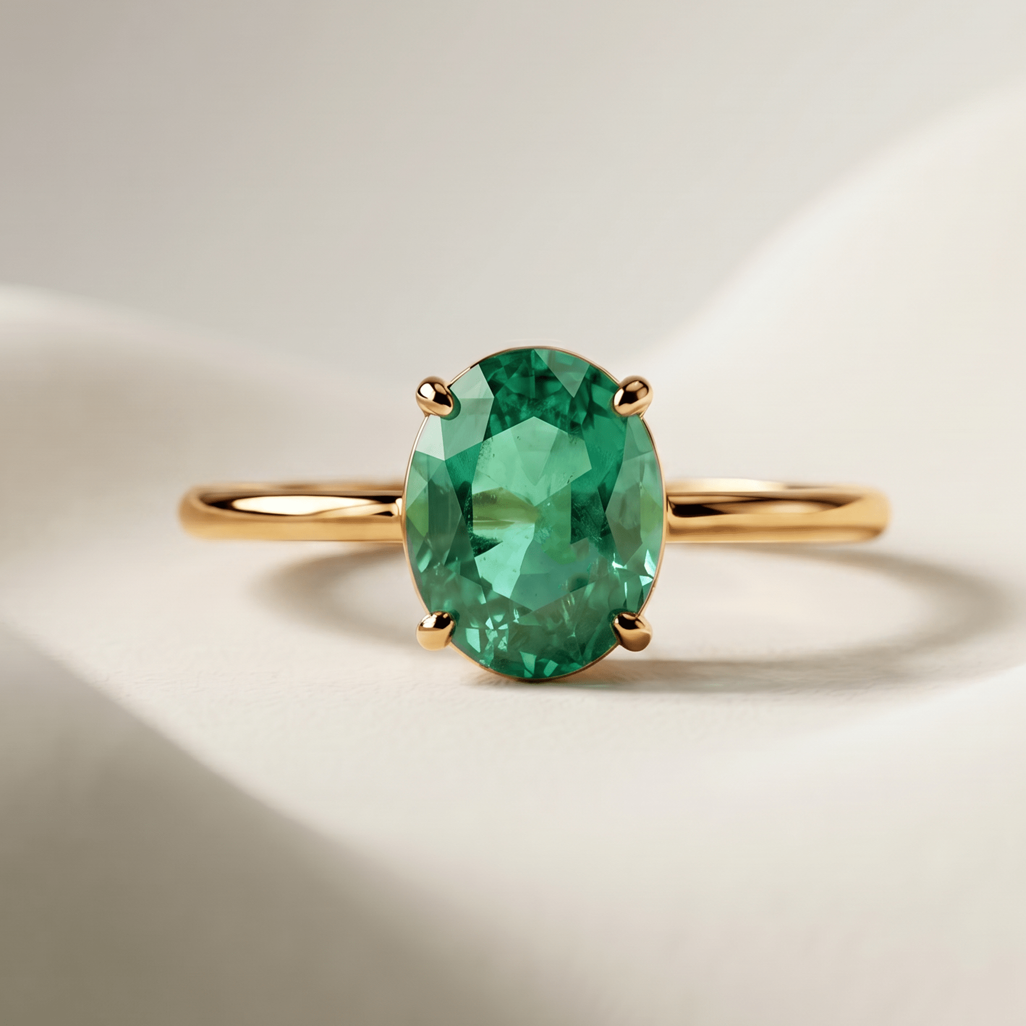 Bague - Or jaune 9k et Argent 925, Émeraude - Maison Di Giorgio