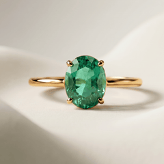 Bague - Or jaune 9k et Argent 925, Émeraude - Maison Di Giorgio