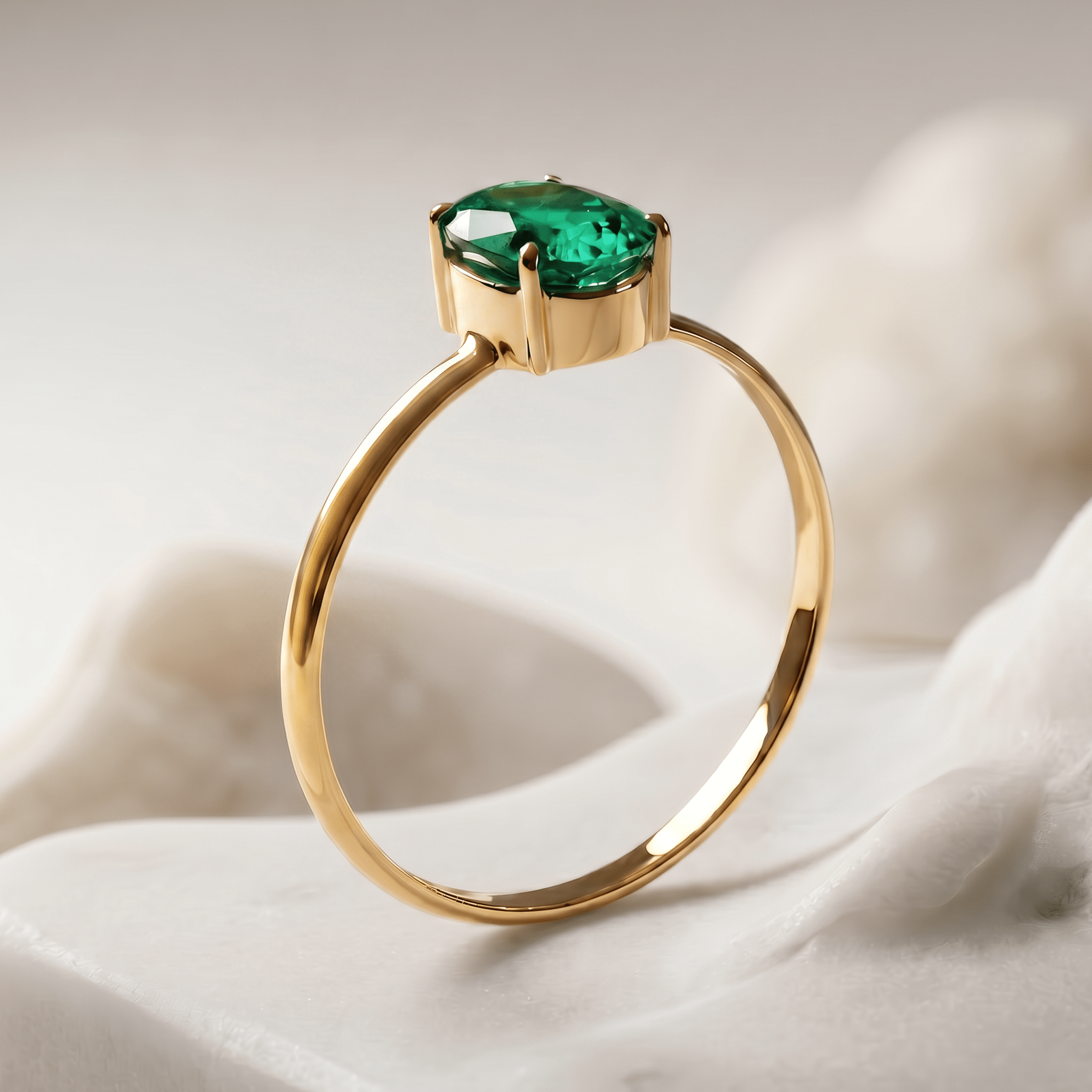 Bague - Or jaune 9k et Argent 925, Émeraude - Maison Di Giorgio