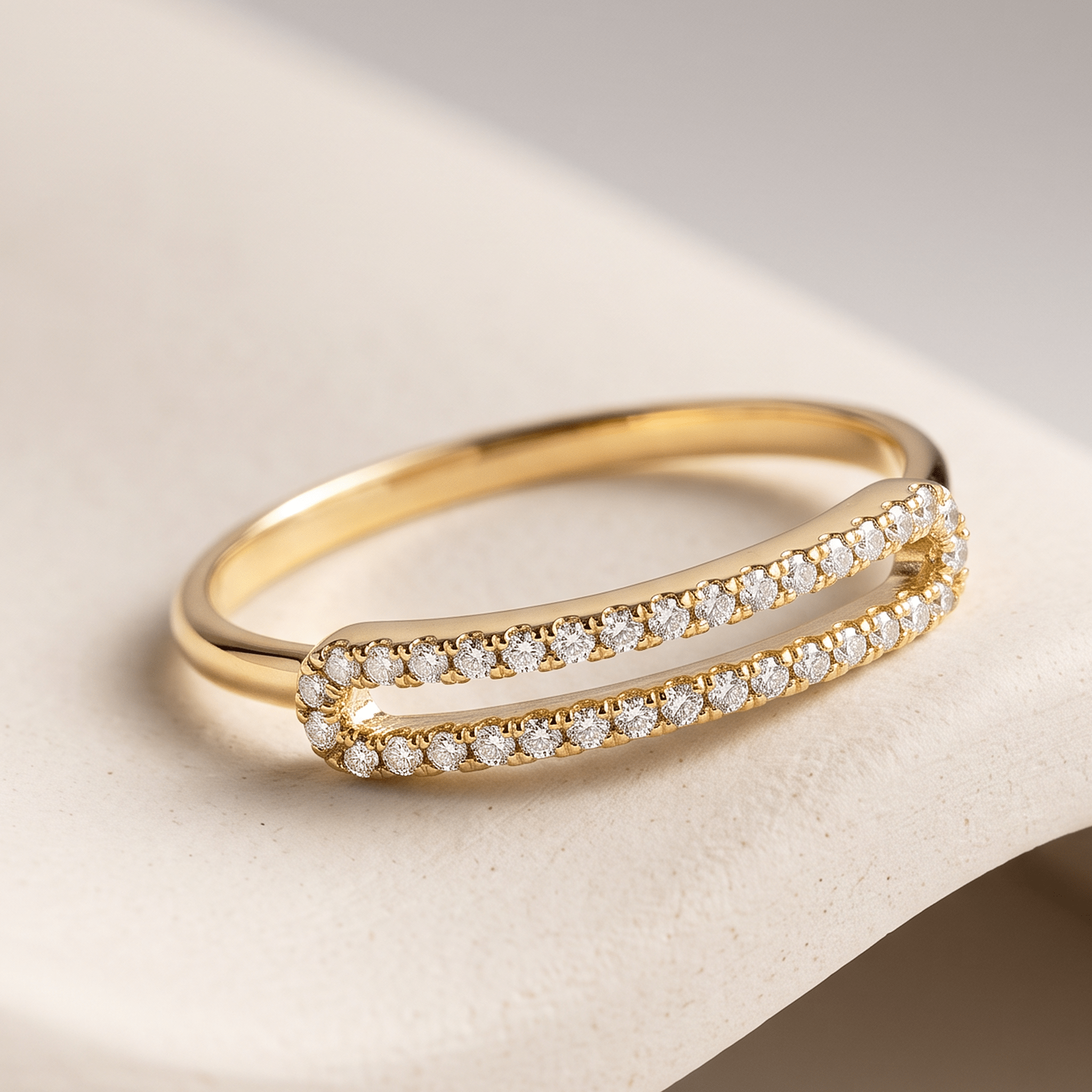 Bague - Or jaune 9k et Argent 925, Diamant - Maison Di Giorgio