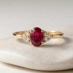 Bague - Or jaune 9k et Argent 925, Diamant et Rubis - Maison Di Giorgio