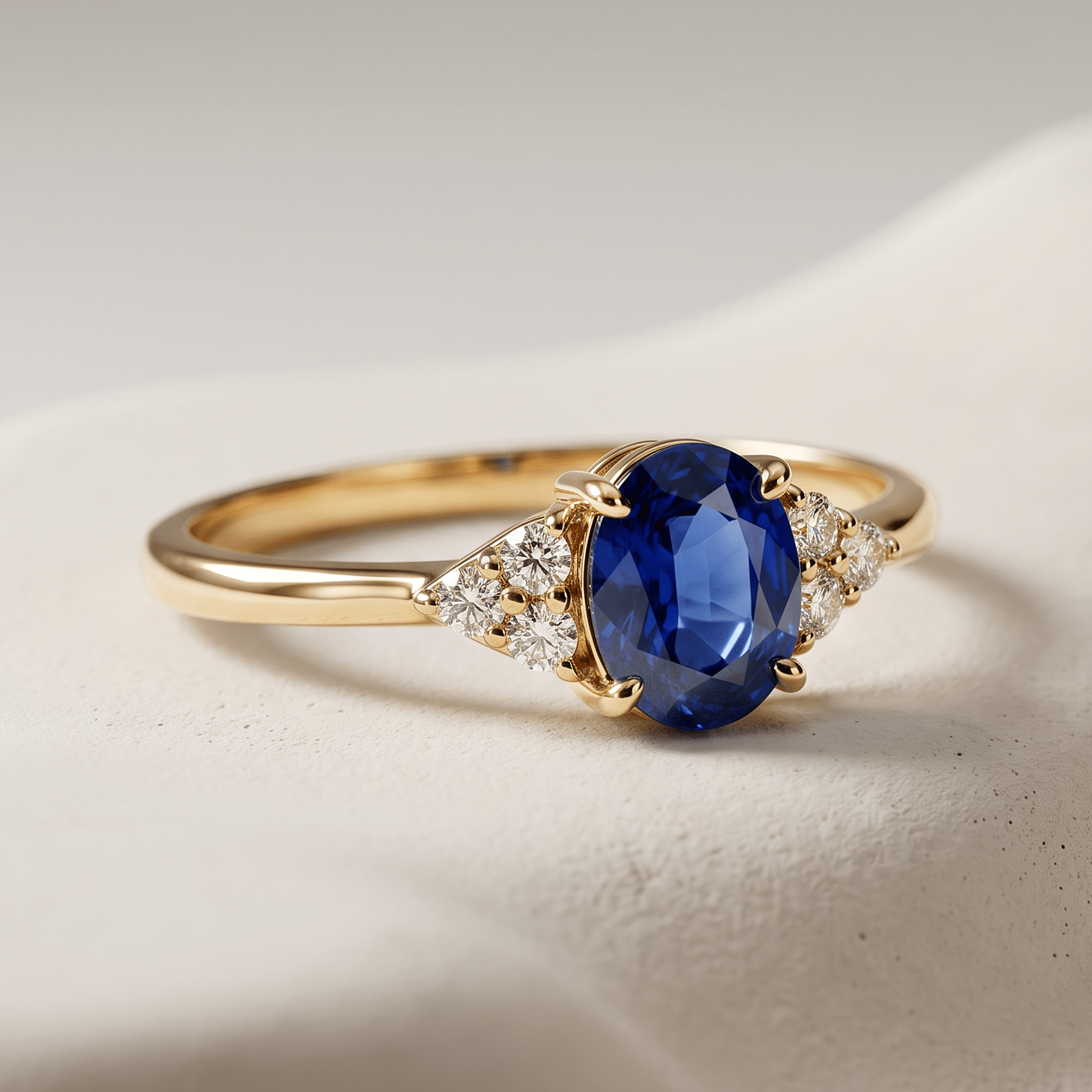 Bague - Or jaune 9k et Argent 925, Diamant et Saphir - Maison Di Giorgio