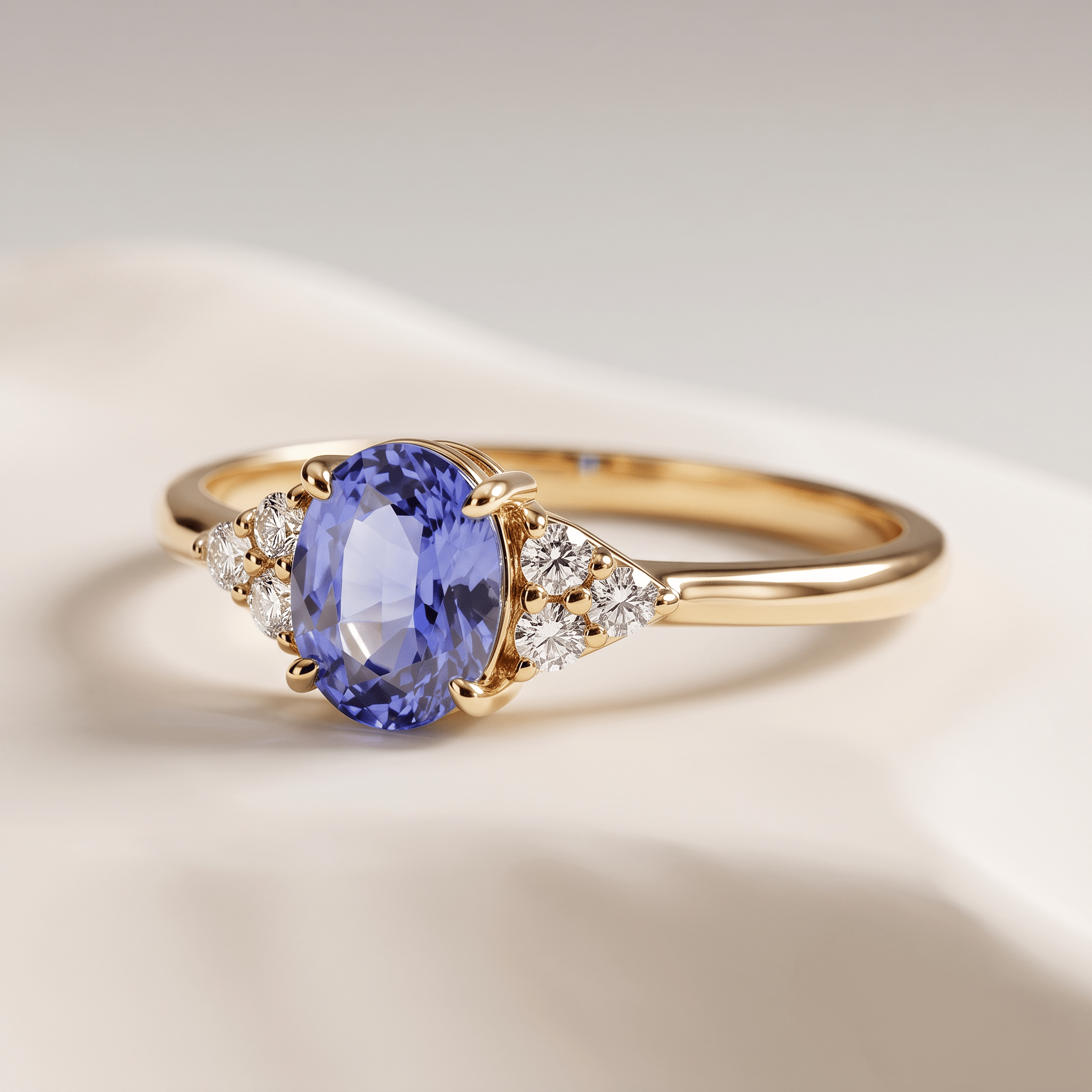 Bague - Or jaune 9k et Argent 925, Diamant et Tanzanite - Maison Di Giorgio