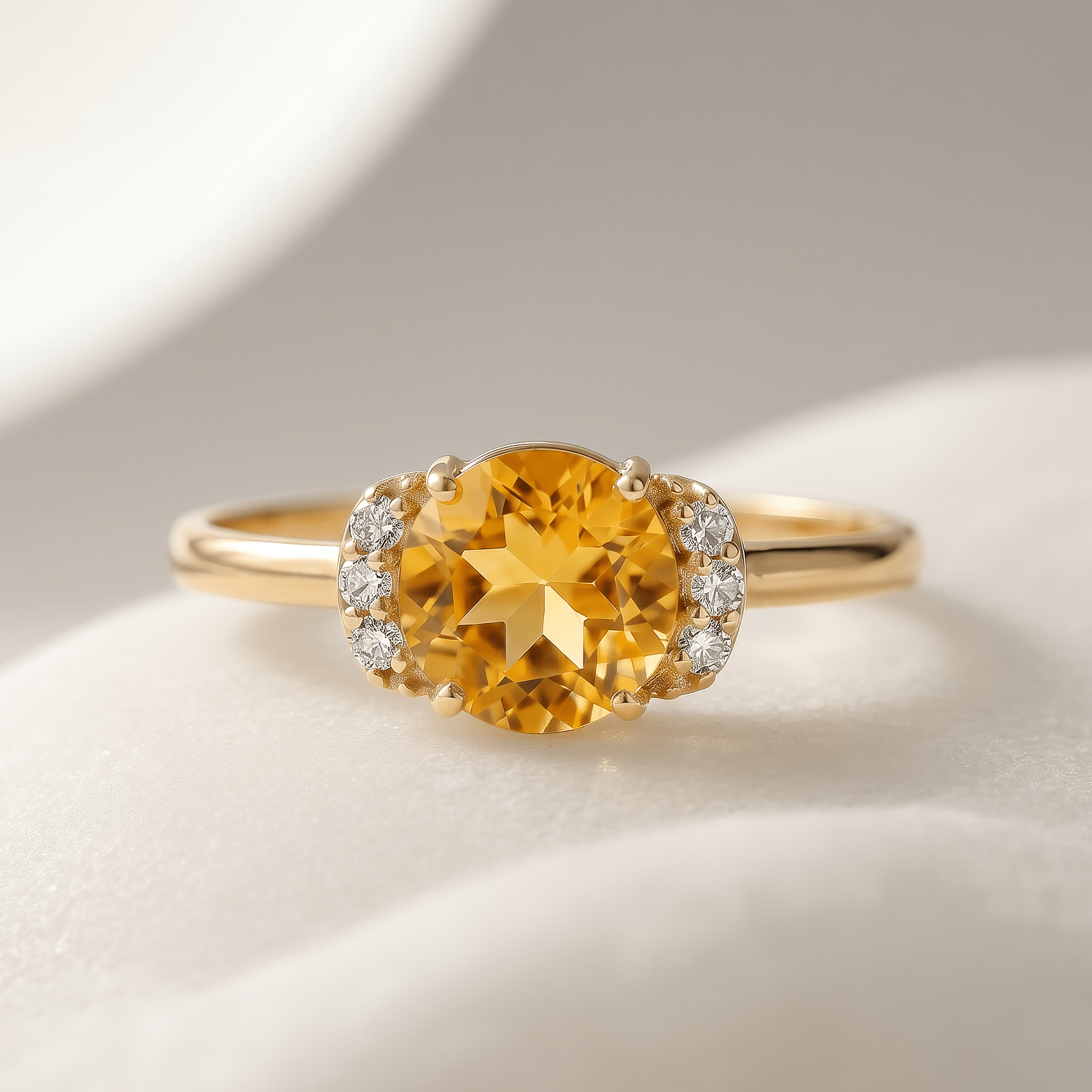 Bague - Or jaune 9k et Argent 925, Diamant et Citrine - Maison Di Giorgio
