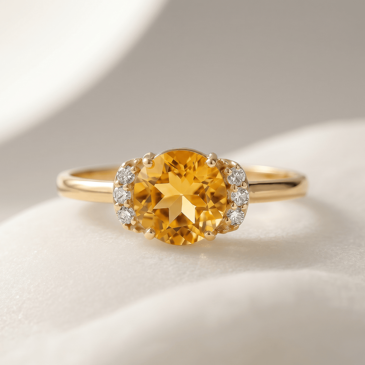 Bague - Or jaune 9k et Argent 925, Diamant et Citrine - Maison Di Giorgio