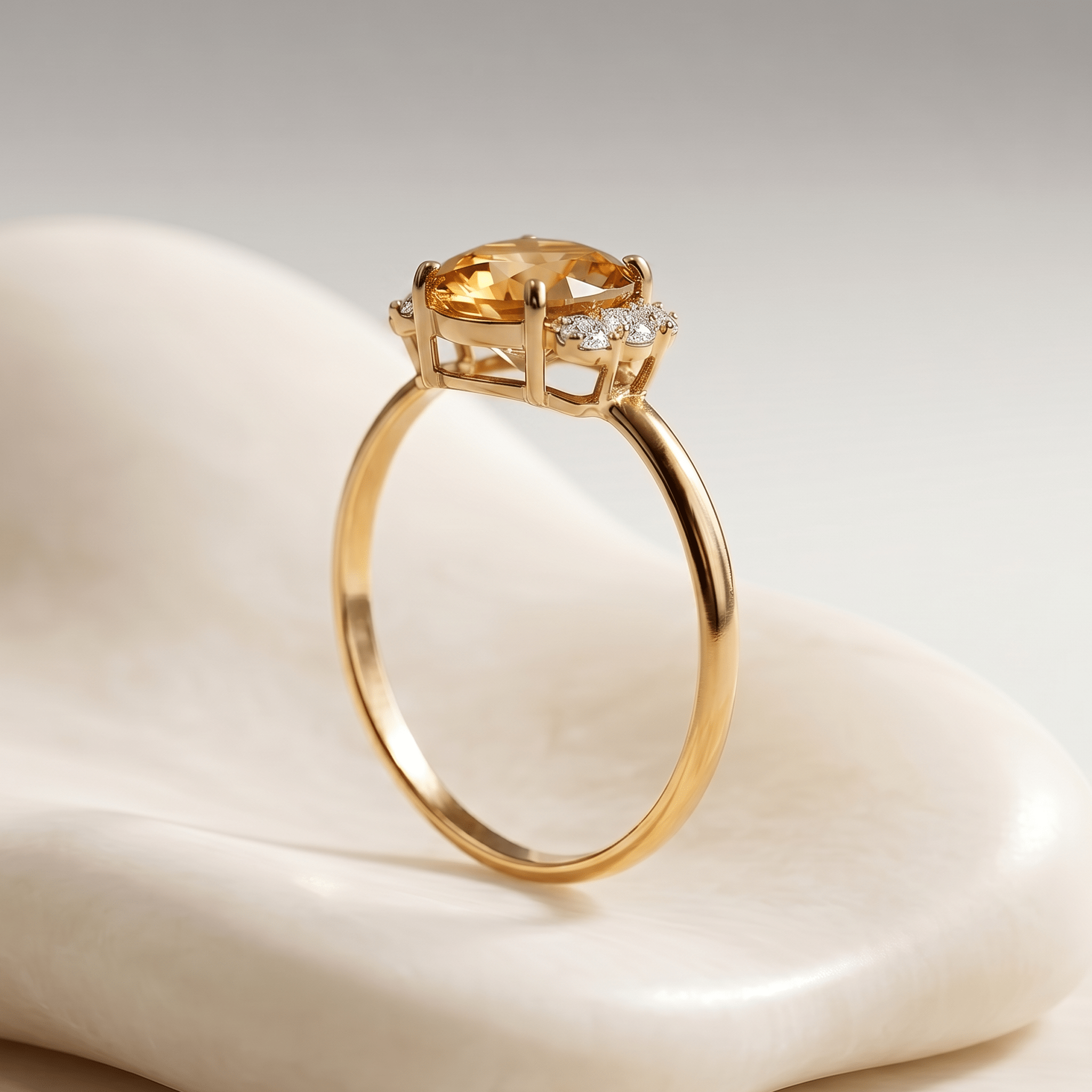 Bague - Or jaune 9k et Argent 925, Diamant et Citrine - Maison Di Giorgio