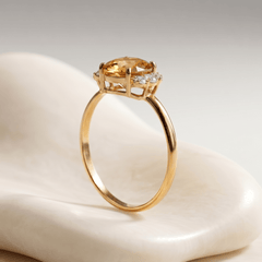 Bague - Or jaune 9k et Argent 925, Diamant et Citrine - Maison Di Giorgio