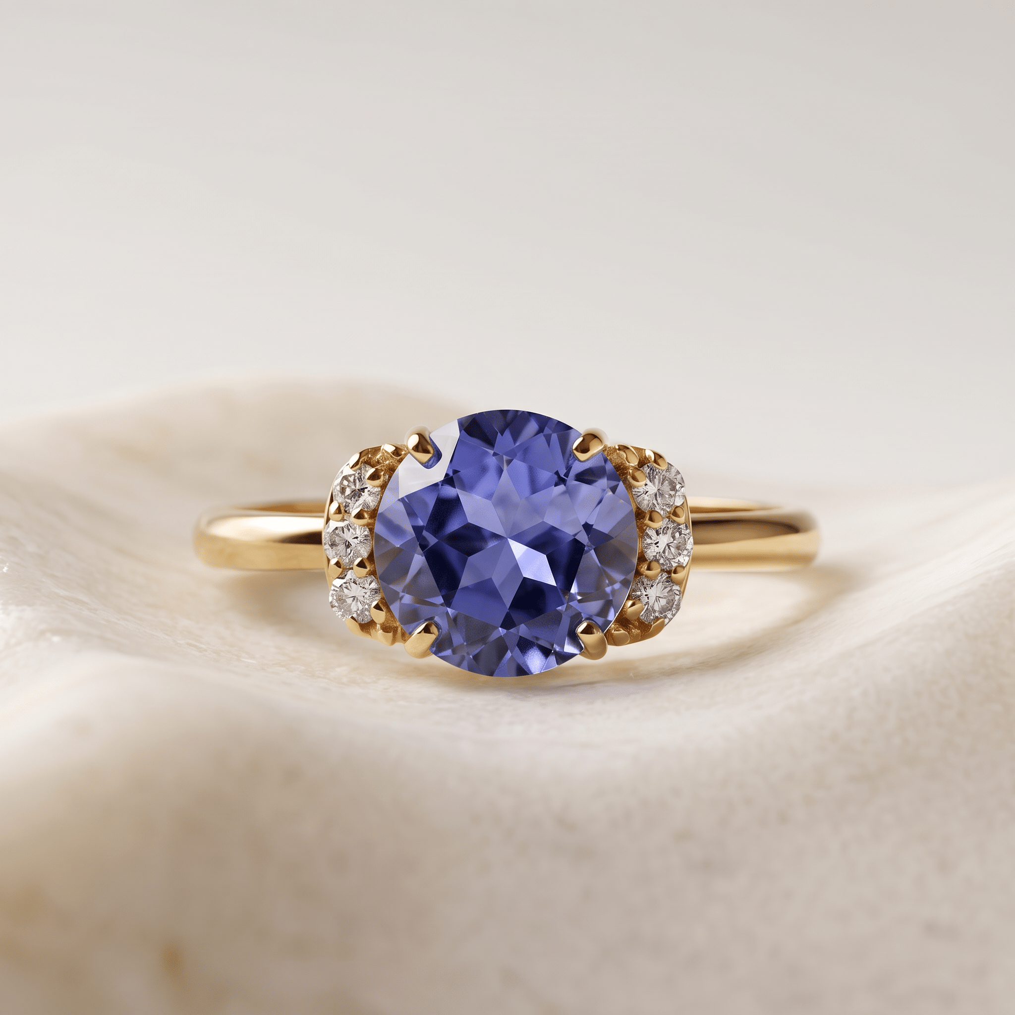 Bague - Or jaune 9k et Argent 925, Diamant et Tanzanite - Maison Di Giorgio