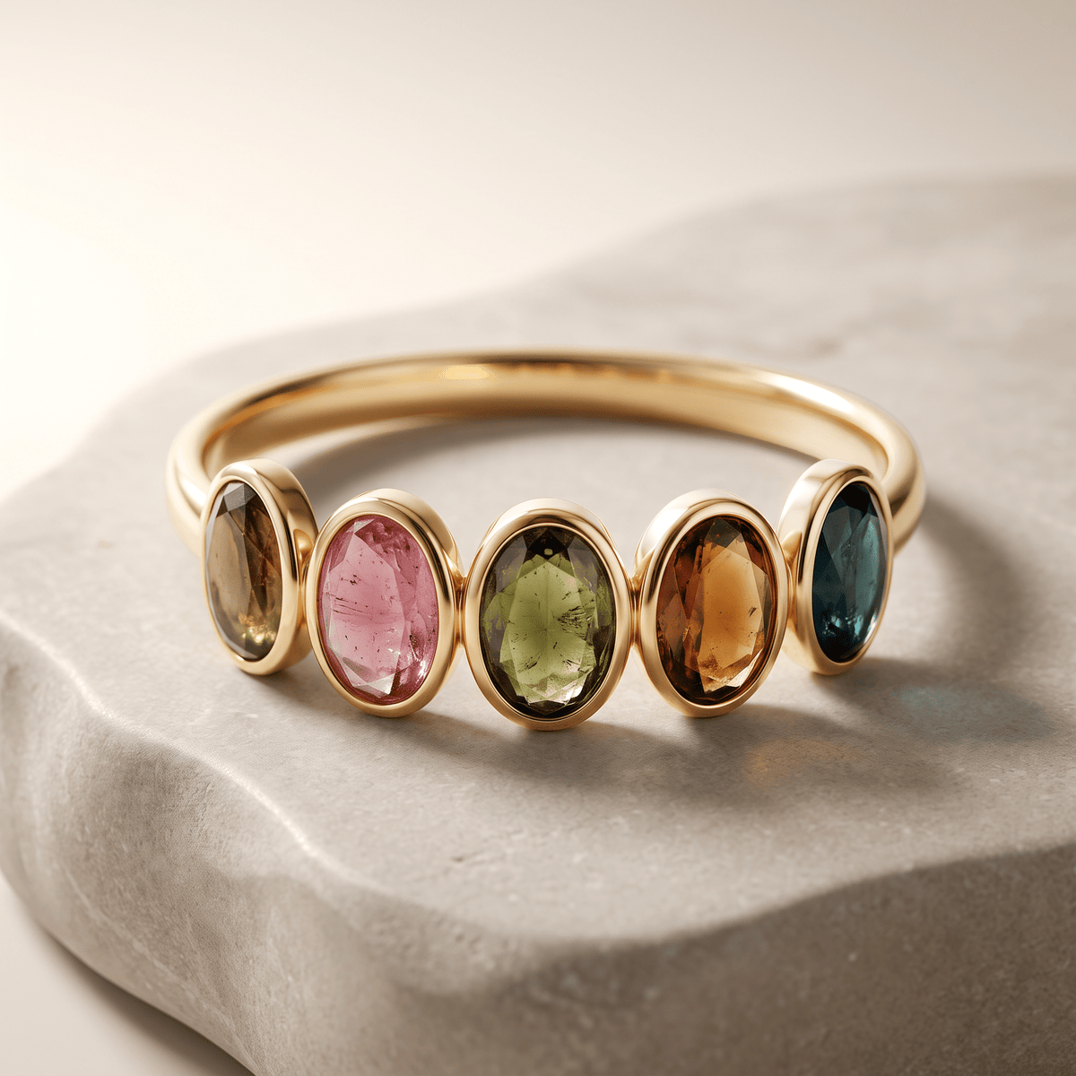 Bague - Or jaune 9k, Tourmalines - Maison Di Giorgio