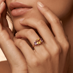 Bague - Or jaune 9k, Citrine et Améthyste - Maison Di Giorgio