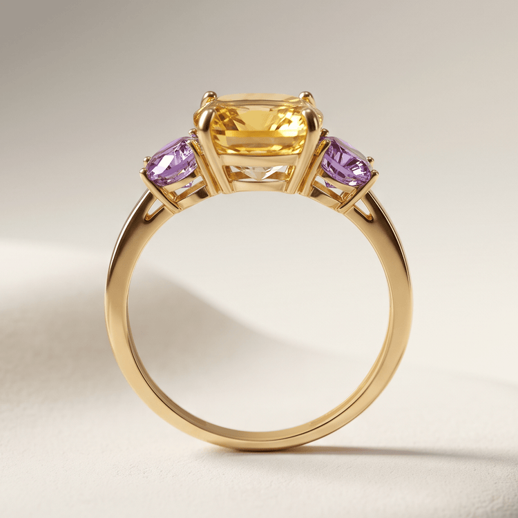 Bague - Or jaune 9k, Citrine et Améthyste - Maison Di Giorgio
