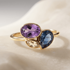 Bague - Or jaune 9k, Améthyste, Topaze, Citrine - Maison Di Giorgio