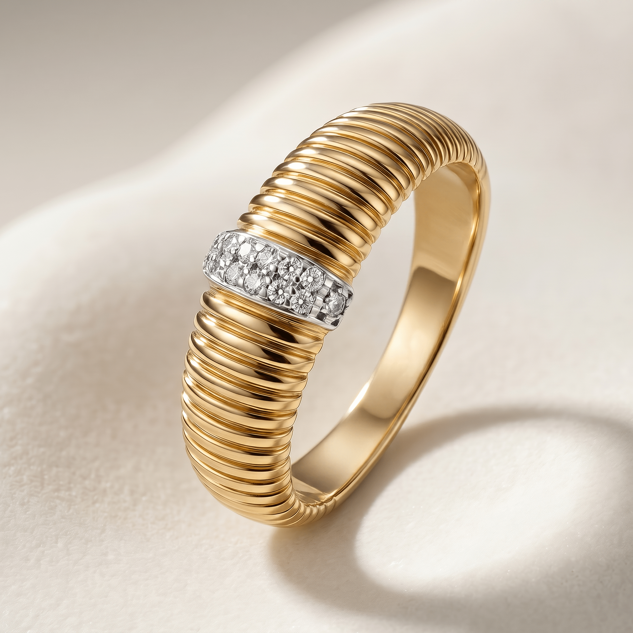Bague - Or jaune 9k et Or blanc 9k, Diamant - Maison Di Giorgio
