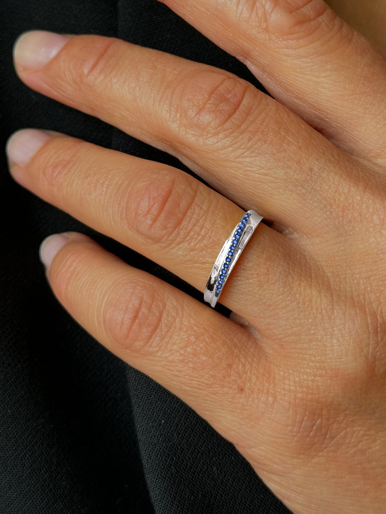 Bague en Or blanc 9k assemblée de Saphir bleu - Maison Di Giorgio
