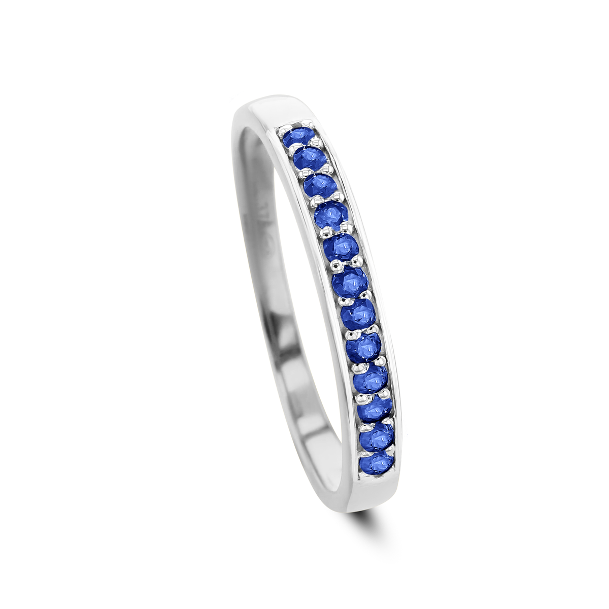 Bague en Or blanc 9k assemblée de Saphir bleu