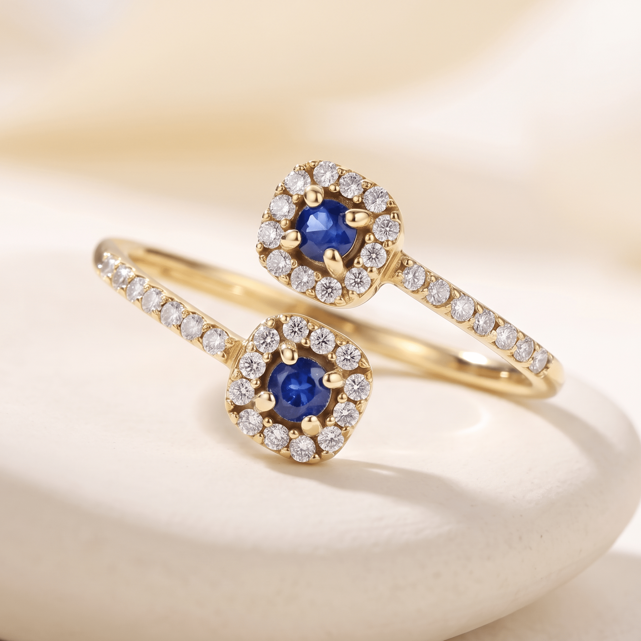 Bague - Or jaune 9k et Argent 925, Topaze et Saphir - Maison Di Giorgio