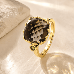 Bague - Argent 925 doré Or jaune 18k, Quartz et Péridot - Maison Di Giorgio