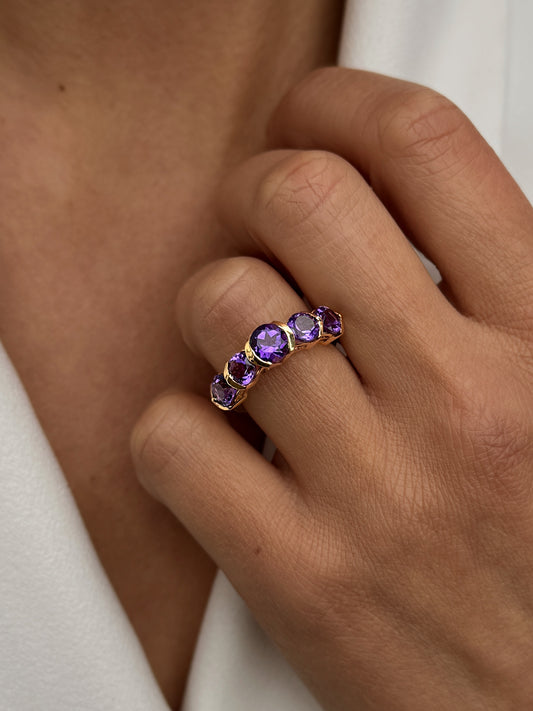Bague - Dorée Or jaune 18k, Améthyste - Maison Di Giorgio
