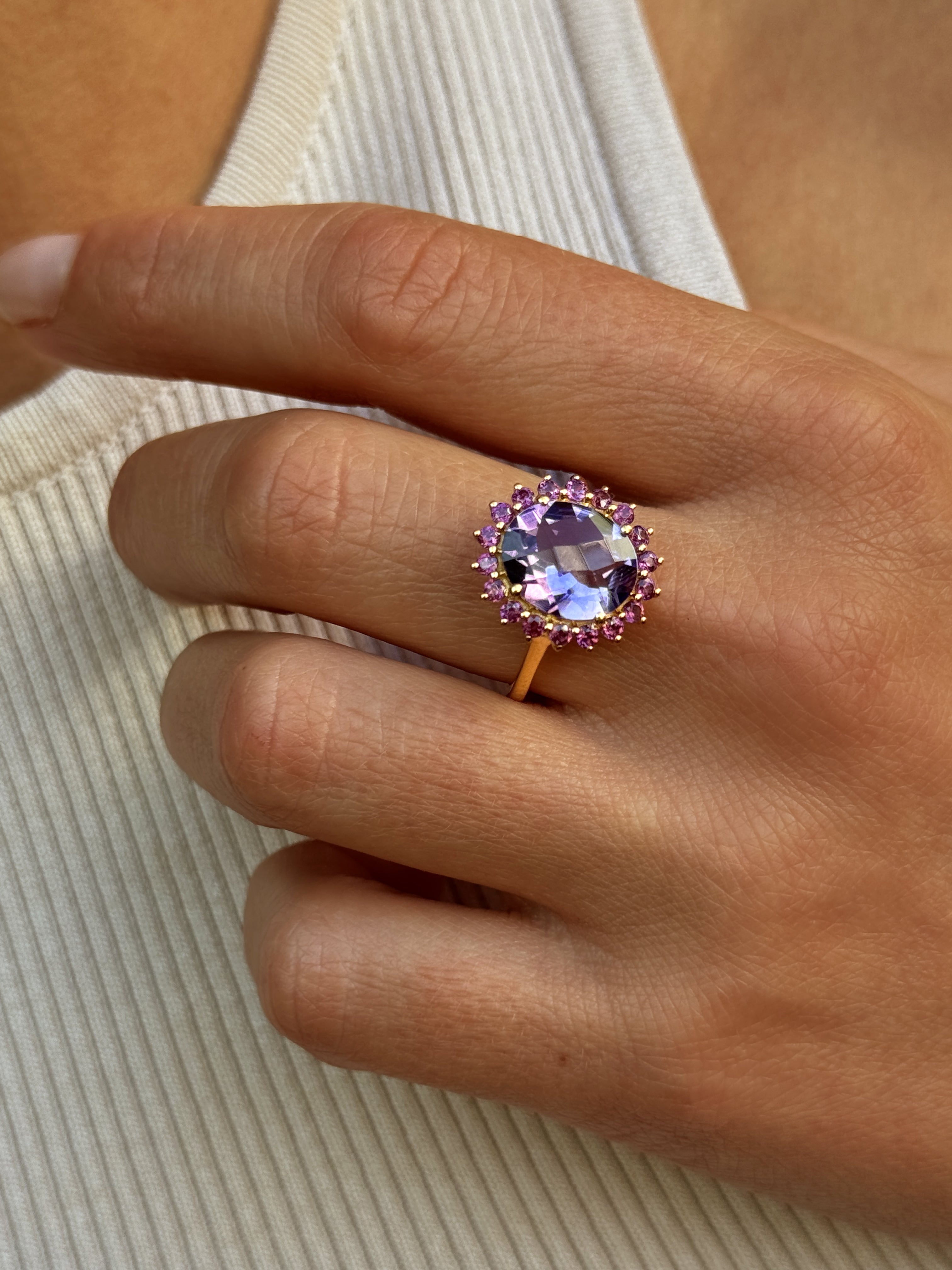Bague - Dorée Or jaune 18k, Améthyste, Grenat - Maison Di Giorgio
