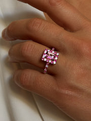 Bague - Dorée Or rose 18k, Topaze rose, Oxyde de zirconium - Maison Di Giorgio