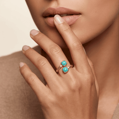 Bague Ondine - Dorée Or jaune 18k, Amazonite, Oxyde de zirconium - Maison Di Giorgio