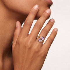 Bague Ondine - Dorée Or jaune 18k, Améthyste, Oxyde de zirconium - Maison Di Giorgio