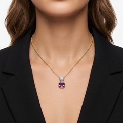 Collier Equinoxe - Doré Or jaune 18k, Améthyste, Oxyde de zirconium