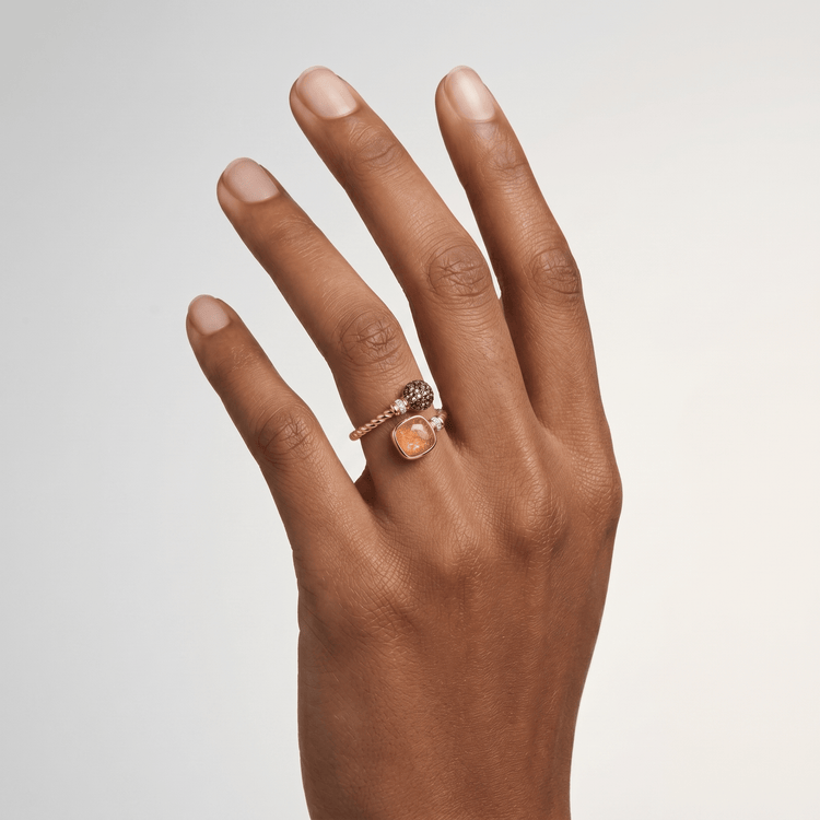 Bague Equinoxe - Dorée Or jaune 18k, Pierre de soleil, Oxyde de zirconium - Maison Di Giorgio