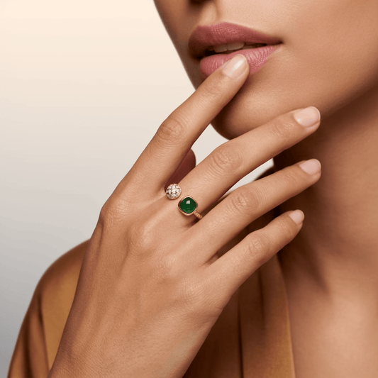 Bague Eclipse - Dorée Or jaune 18k, Onyx, Oxyde de zirconium - Maison Di Giorgio