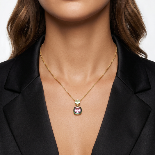Collier Promesse & Confidence - Doré Or jaune 18k, Améthyste, Oxyde de zirconium