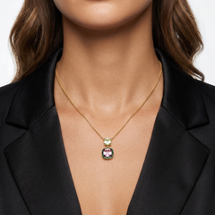 Collier Promesse & Confidence - Doré Or jaune 18k, Améthyste, Oxyde de zirconium