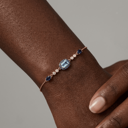 Bracelet Rêve et Secret - Doré Or jaune 18k, Topaze, Iolite, Oxyde de zirconium - Maison Di Giorgio