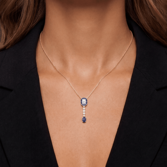 Collier Rêve et Secret - Doré Or jaune 18k, Topaze, Iolite, Oxyde de zirconium - Maison Di Giorgio