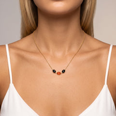 Collier Baisers et Soupir - Doré Or jaune 18k, Cornaline, Onyx - Maison Di Giorgio