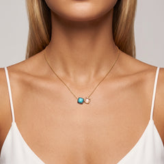 Songe & Velours Necklace - 18k Yellow Gold Plated, Turquoise, Cubic Zirconia